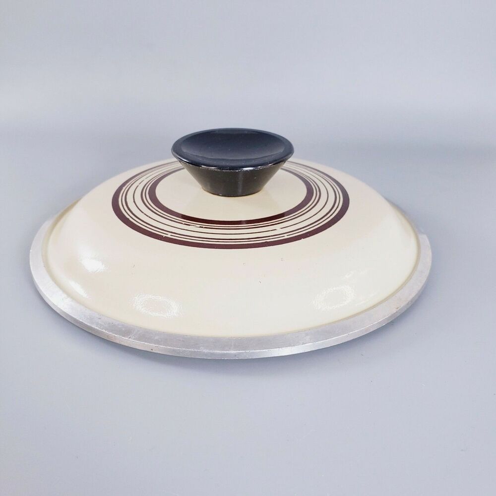 Vtg Club Cookware Replacement Lid Only Almond Brown Stripes Aluminum Kitchen